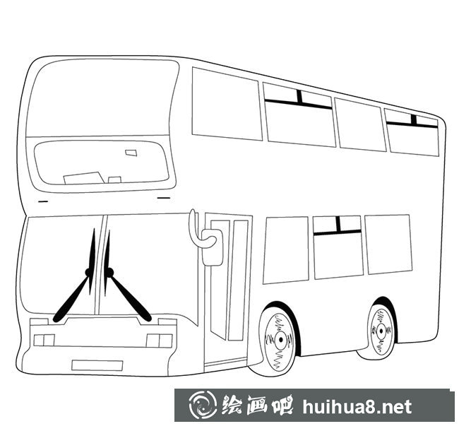 旅游大巴简笔画图片，公共汽车怎么画简笔画