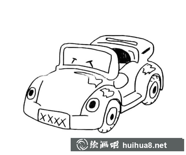 敞篷汽车简笔画