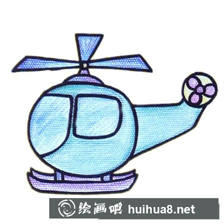直升飞机简笔画彩色图片