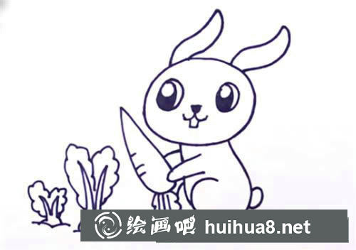 偷萝卜的兔子简笔画步骤教程