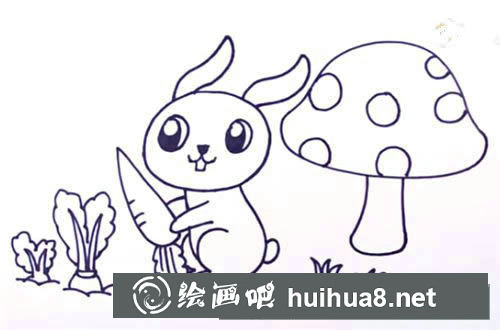 偷萝卜的兔子简笔画步骤教程