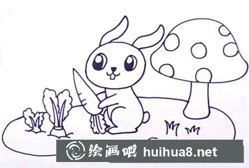 偷萝卜的兔子简笔画步骤教程