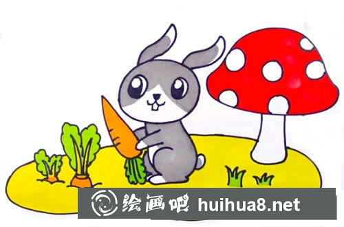偷萝卜的兔子简笔画步骤教程