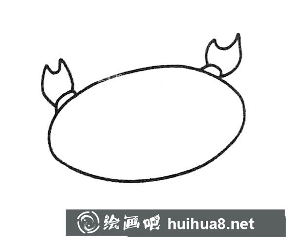卡通螃蟹简笔画步骤图解2