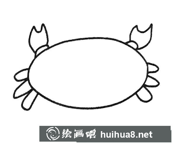 卡通螃蟹简笔画步骤图解3